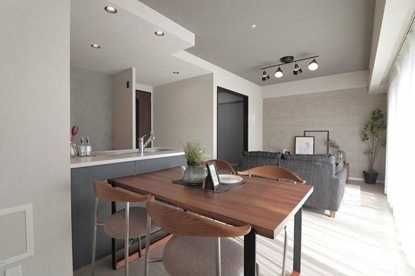 大阪市城東区関目、マンションの居間画像です