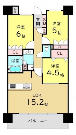 大阪市城東区関目、マンションの間取り画像です