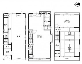 大阪市生野区中川、中古一戸建ての間取り画像です