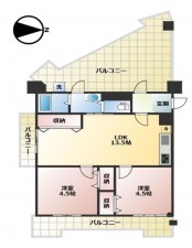 大阪市生野区新今里、マンションの間取り画像です