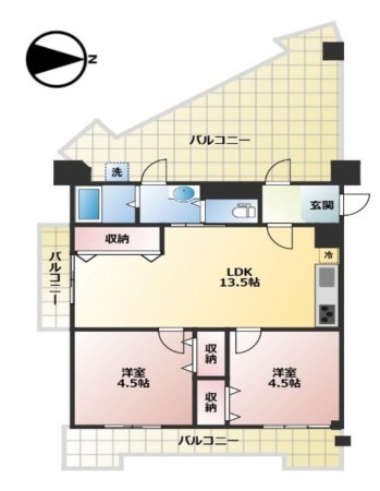 大阪市生野区新今里、マンションの間取り画像です