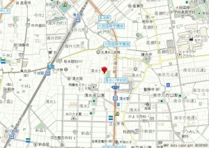 大阪市旭区清水、マンションの地図画像です