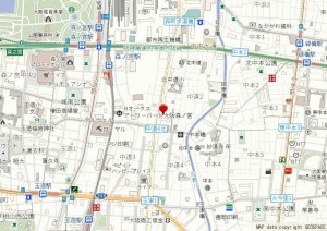 大阪市東成区中道、中古一戸建ての地図画像です