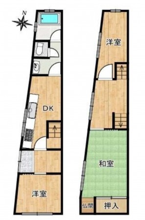大阪市東成区中道、中古一戸建ての間取り画像です