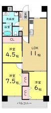大阪市鶴見区今津南、マンションの間取り画像です