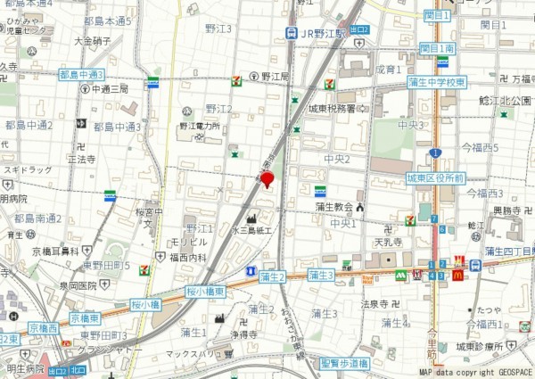 大阪市城東区野江、マンションの地図画像です