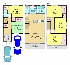 大阪市鶴見区諸口、中古一戸建ての間取り画像です