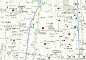 大阪市生野区田島、新築一戸建ての地図画像です