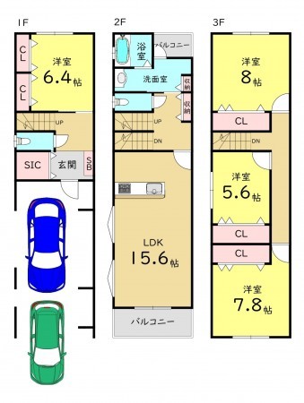 大阪市生野区田島、新築一戸建ての間取り画像です