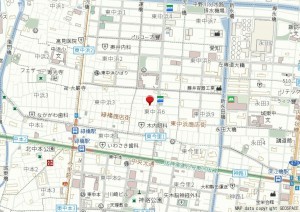 大阪市城東区東中浜、中古一戸建ての地図画像です