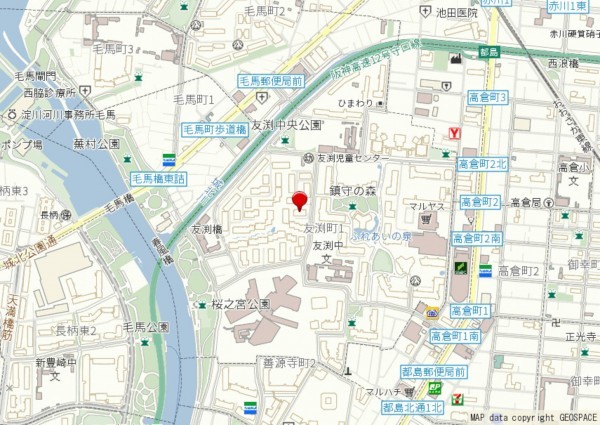 大阪市都島区友渕町、マンションの地図画像です