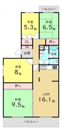 大阪市都島区友渕町、マンションの間取り画像です