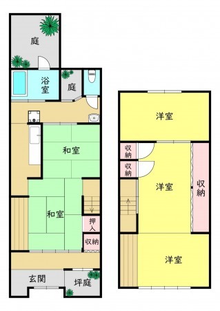 大阪市西成区玉出西、新築一戸建ての間取り画像です