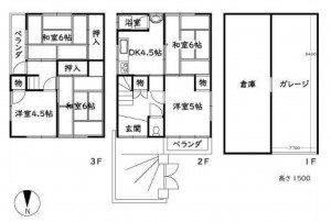 大阪市旭区高殿、中古一戸建ての間取り画像です