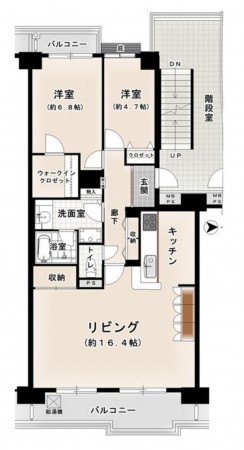 大阪市都島区友渕町、マンションの間取り画像です