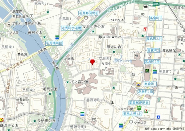 大阪市都島区友渕町、マンションの地図画像です