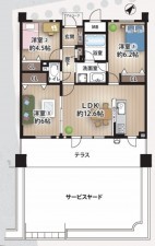 大阪市鶴見区鶴見、マンションの間取り画像です