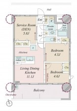 大阪市都島区中野町、マンションの間取り画像です