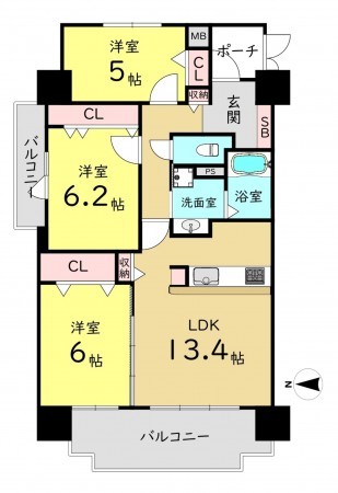 大阪市城東区諏訪、マンションの間取り画像です