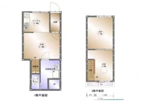 大阪市生野区桃谷、中古一戸建ての間取り画像です