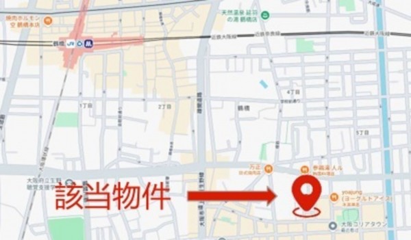 大阪市生野区桃谷、中古一戸建ての地図画像です