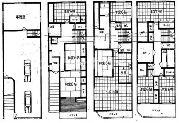 大阪市東成区大今里南、中古一戸建ての間取り画像です