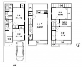 大阪市生野区巽中、中古一戸建ての間取り画像です