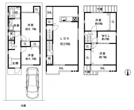大阪市生野区巽中、中古一戸建ての間取り画像です