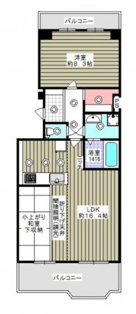 大阪市都島区友渕町、マンションの間取り画像です