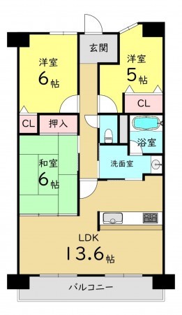 大阪市城東区今福東、マンションの間取り画像です