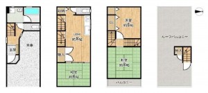 大阪市生野区巽中、中古一戸建ての間取り画像です