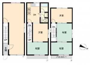 大阪市生野区巽南、中古一戸建ての間取り画像です