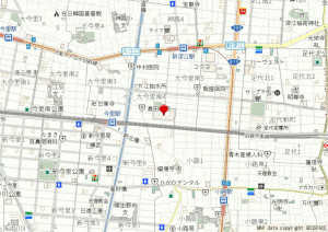 大阪市東成区大今里南、マンションの地図画像です