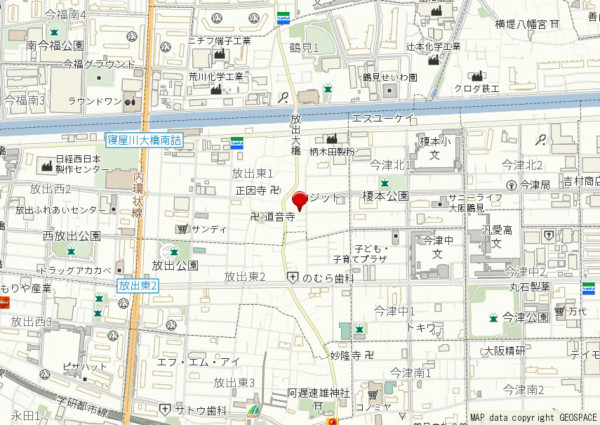 大阪市鶴見区放出東、中古一戸建ての地図画像です