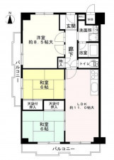 大阪市城東区成育、マンションの間取り画像です