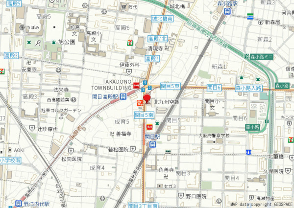 大阪市城東区関目、マンションの地図画像です