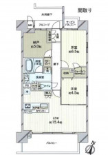 大阪市都島区都島本通、マンションの間取り画像です