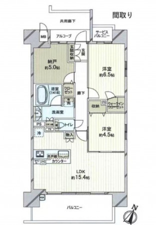 大阪市都島区都島本通、マンションの間取り画像です