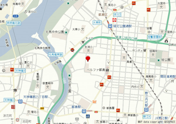 大阪市都島区友渕町、マンションの地図画像です