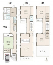 大阪市城東区成育、中古一戸建ての間取り画像です