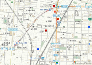 大阪市城東区成育、中古一戸建ての地図画像です
