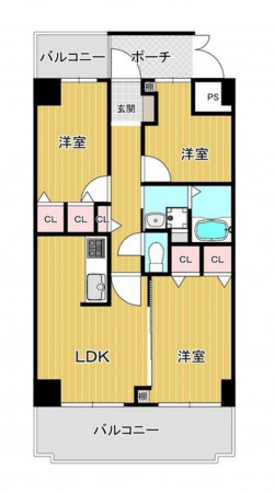 大阪市城東区鴫野西、マンションの間取り画像です
