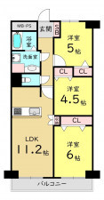 大阪市城東区中央、マンションの間取り画像です