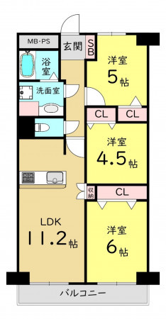 大阪市城東区中央、マンションの間取り画像です