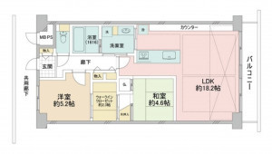 大阪市城東区鴫野西、マンションの間取り画像です