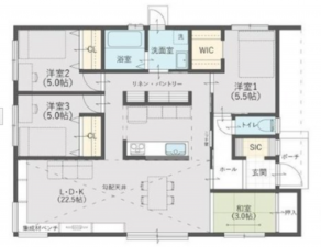 宮崎市生目台西、新築一戸建ての間取り画像です