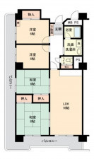 大阪市鶴見区鶴見、マンションの間取り画像です