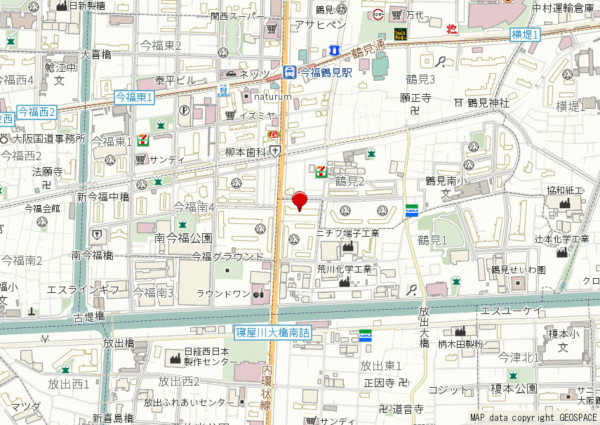 大阪市鶴見区鶴見、マンションの地図画像です