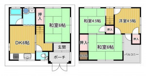 大阪市城東区鴫野東、中古一戸建ての間取り画像です