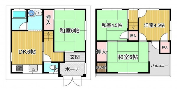 大阪市城東区鴫野東、中古一戸建ての間取り画像です